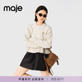 新款 可拆卸金色花朵胸针长袖 女装 Maje2026春季 法式 时尚 圆领针织衫