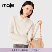 新款 可拆卸仿珠饰领罗纹袖 女装 Maje2026春季 法式 时尚 口收边针织衫