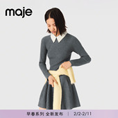 可拆卸仿珠饰领罗纹长袖 Maje2026春季 针织连衣裙 法式 时尚 新款 女装