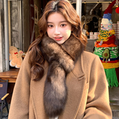 韩版 狐狸毛气质围巾秋冬高级感加厚保暖护颈皮草毛毛围脖毛毛领子