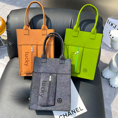 大容量毛毡包学生补习手提袋