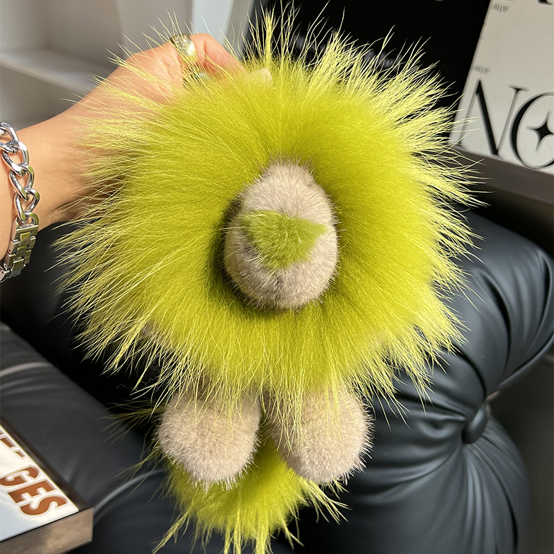 【可爱小狮子】真水貂毛汽车钥匙扣挂件ins网红毛绒公仔包包挂饰