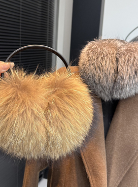 可爱超大貉子毛耳捂可伸缩加厚保暖耳罩秋冬女毛绒耳套真毛毛耳暖