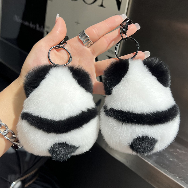 可爱獭兔毛熊猫钥匙扣玩偶包挂饰