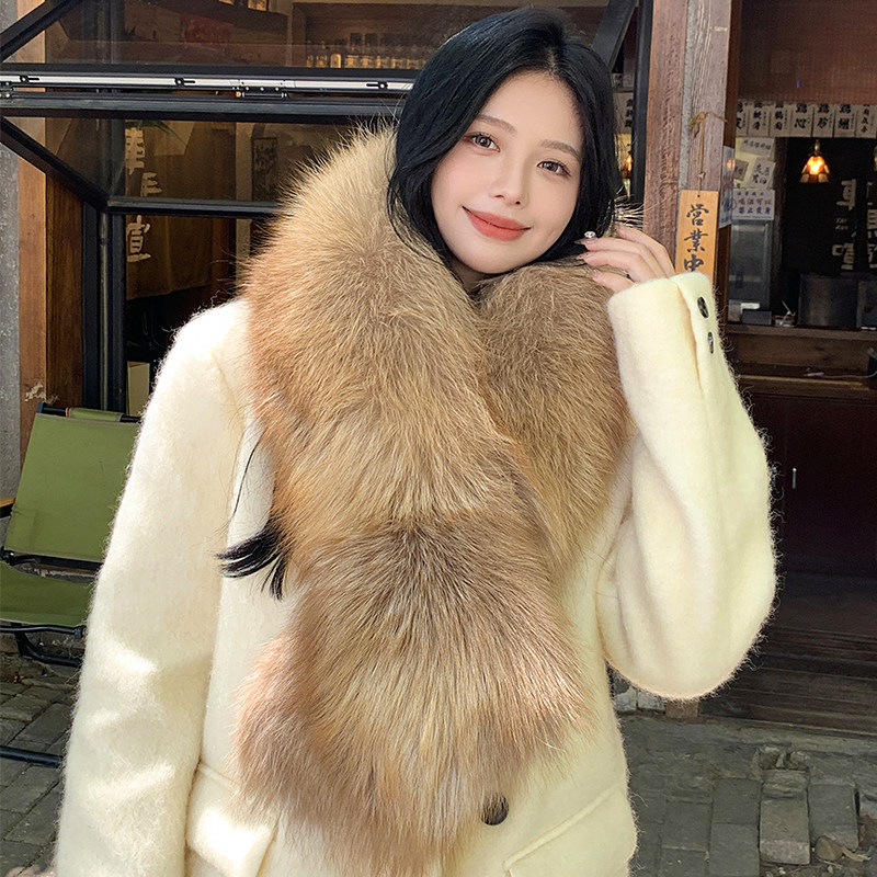 韩国奢华狐狸毛围巾皮草围巾女冬百搭皮草毛领子皮草围脖真毛围巾
