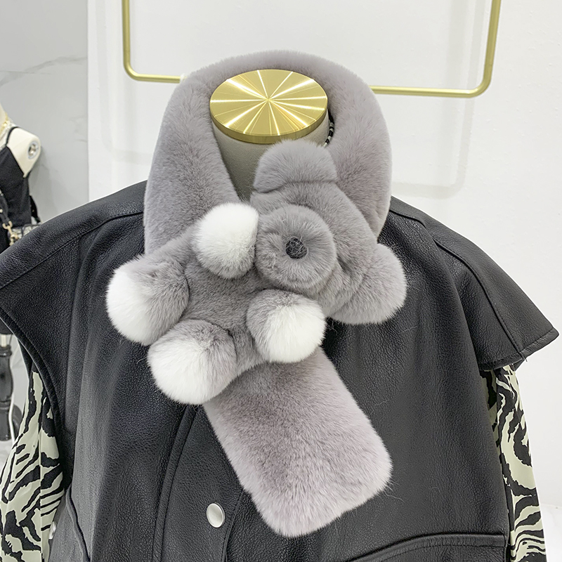 款真毛小熊皮冬季双面加厚围巾