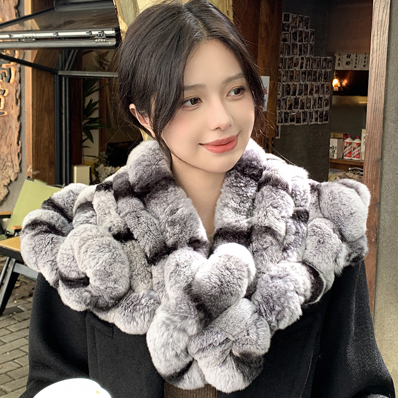 秋冬保暖气质獭兔毛围巾披肩斗篷