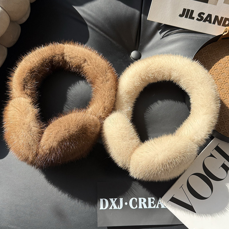 韩国可折叠水貂毛耳罩女冬保暖耳包真毛皮草耳捂耳暖护耳貂皮耳套