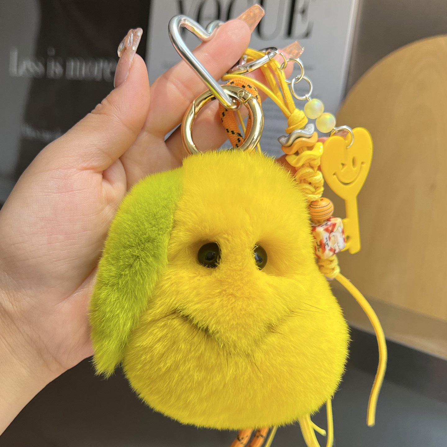 cc皮草可爱小梨子钥匙扣包包挂件