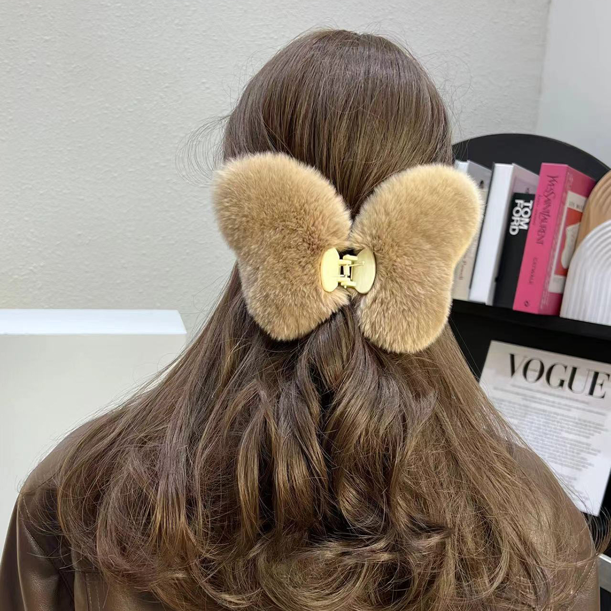 CC皮草蝴蝶抓夹獭兔毛后脑勺抓夹