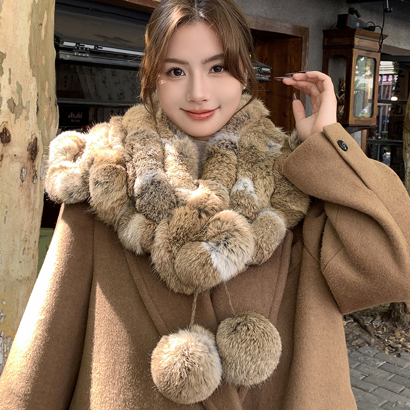 真兔毛围巾披肩斗篷加厚保暖坎肩