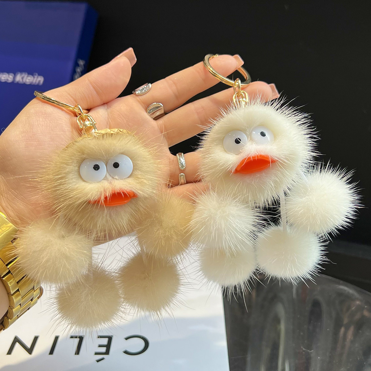 【可爱小煤球】真水貂毛汽车钥匙扣挂件ins毛绒球书包包挂饰礼物