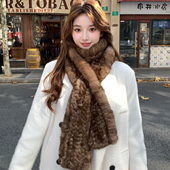 轻奢款 兔毛大围巾气质秋冬重工编织皮草围脖双面加厚保暖毛领围巾