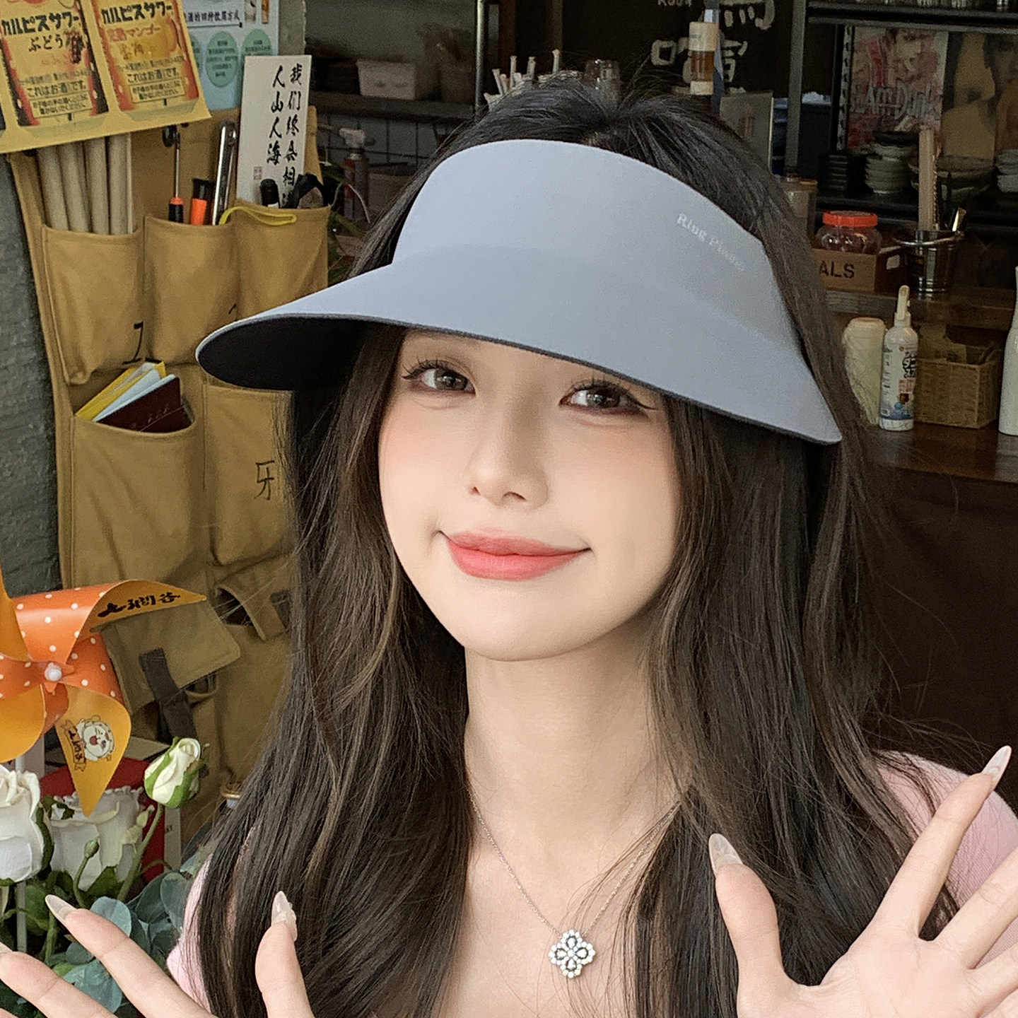 空顶防晒帽女防紫外线夏季新款遮阳帽大帽檐遮脸无痕一体太阳帽子