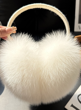 奶油色狐狸毛可爱耳捂可伸缩韩版纯色保暖耳罩冬女毛绒耳套耳暖