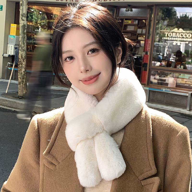 獭兔毛围巾兔耳朵保暖围脖毛领子