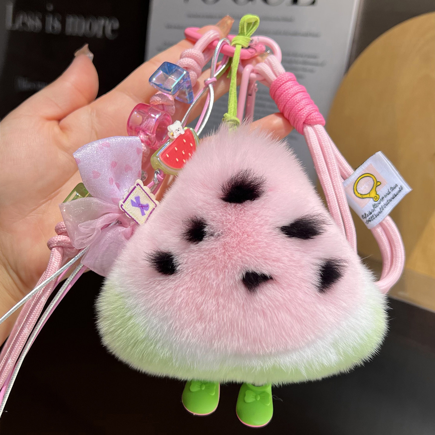 cc皮草可爱小西瓜钥匙扣包包挂件