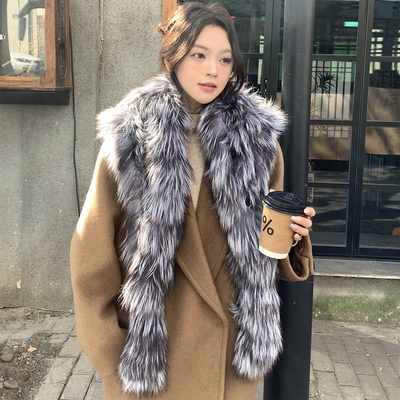 狐狸毛银狐披肩斗篷加厚气质围巾
