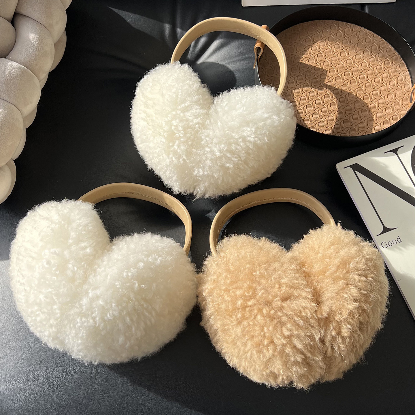 cc皮草真羊毛可折叠双面保暖耳罩