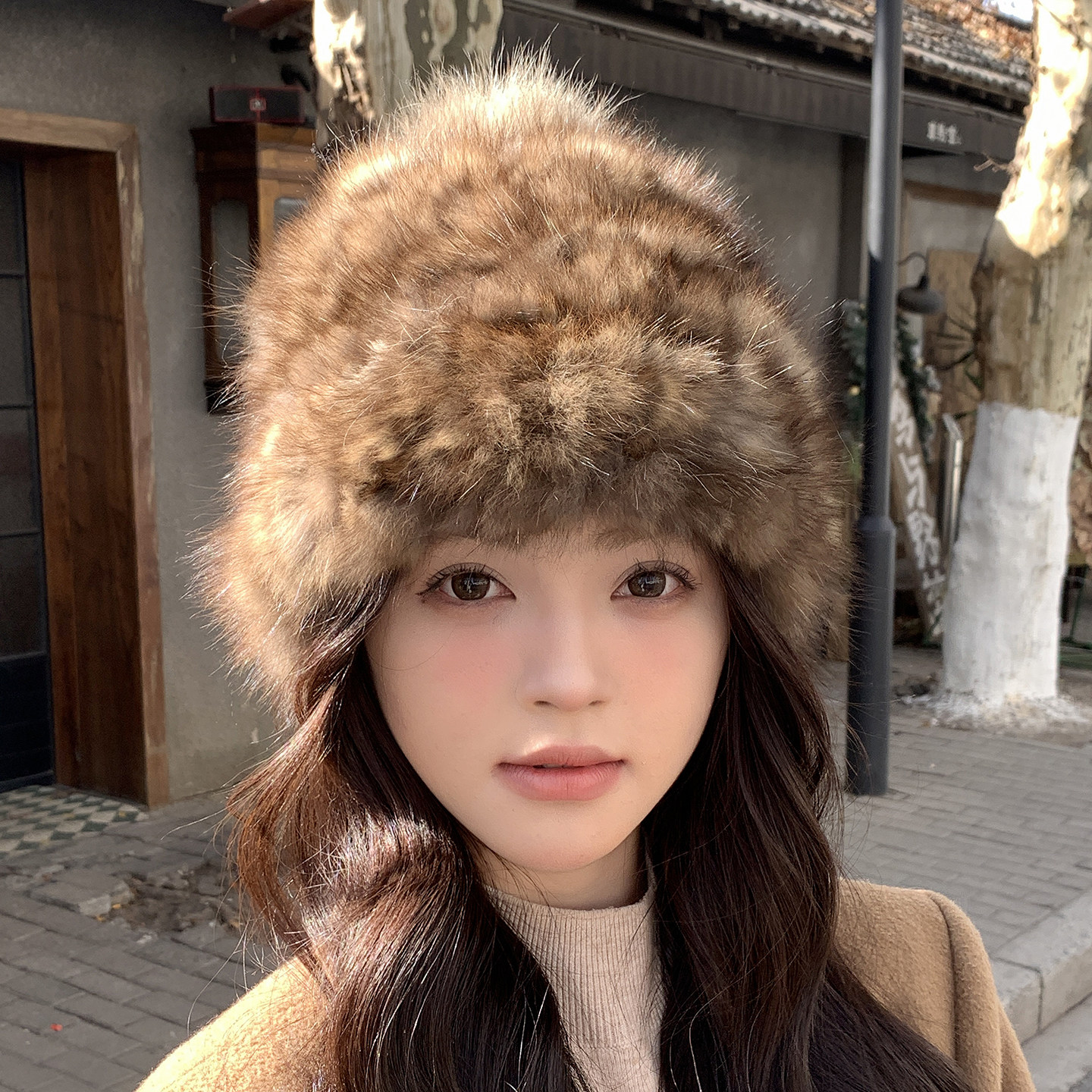 紫貂毛帽子加厚保暖狐狸毛包头帽