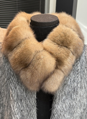 高品质气质紫貂毛围巾貂毛水貂毛皮草女冬季貂皮毛毛围脖皮毛围巾