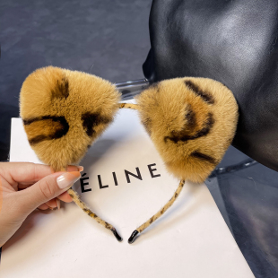 洗脸发箍真獭兔毛猫耳朵发箍网红女主播头箍可爱毛绒头饰化妆发卡