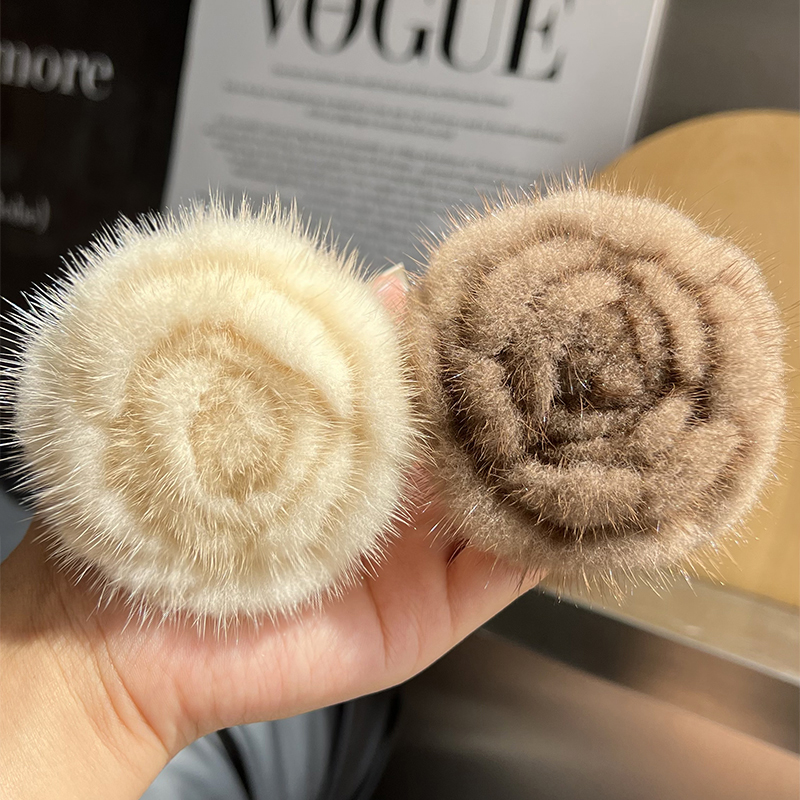 花朵头绳水貂毛气质高级感发饰