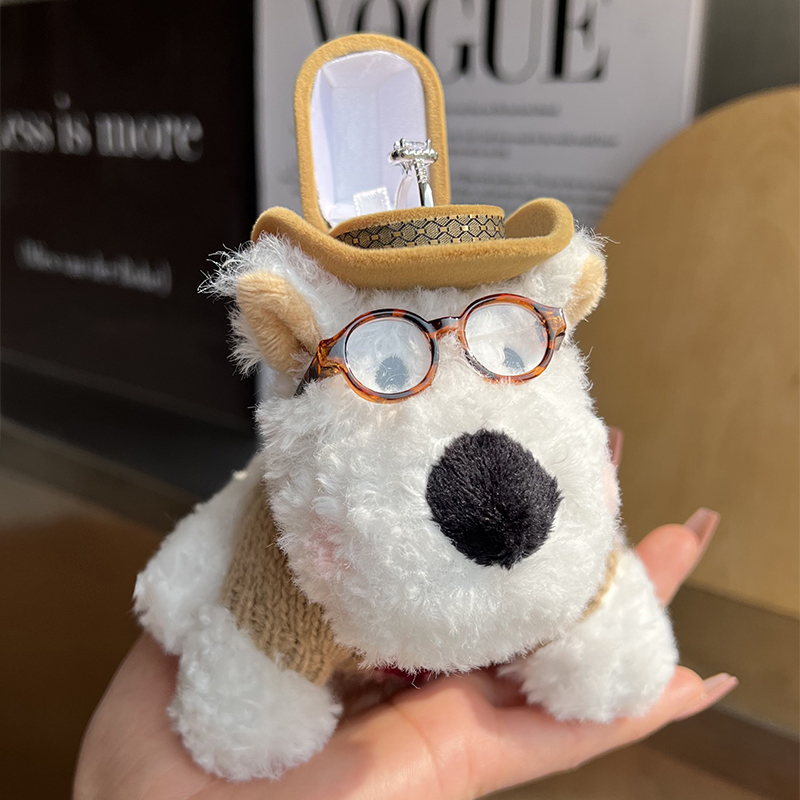 CC皮草可爱小狗毛绒玩偶戒指盒