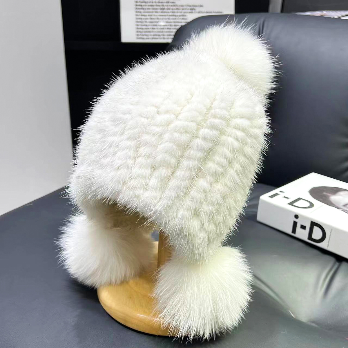 裘瑞兴可爱水貂毛儿童护耳帽外出