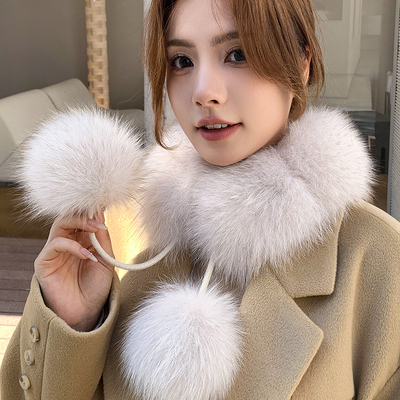 秋冬季真狐狸毛皮草围巾保暖围脖
