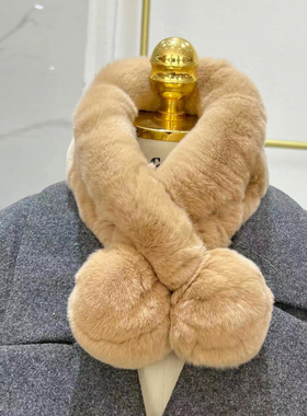 【清仓价】真毛獭兔毛围巾女冬季保暖学生百搭可爱交叉皮草围脖女