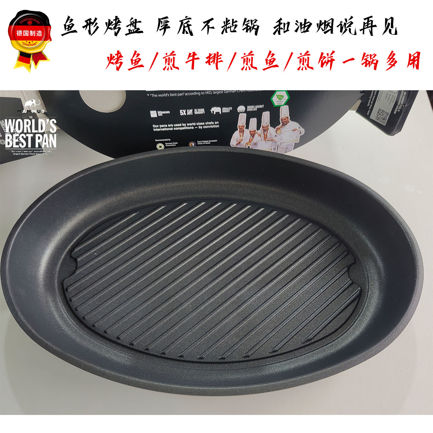 A级节能轻油不粘斜条纹烤鱼盘