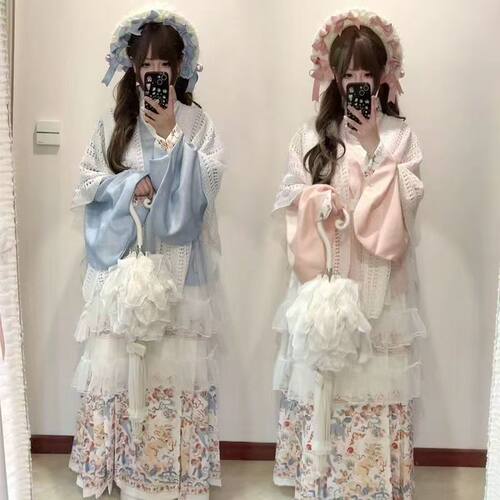 大码胖MM200斤汉洋折衷明制汉服女交领琵琶袖马面裙洛丽塔罩裙套