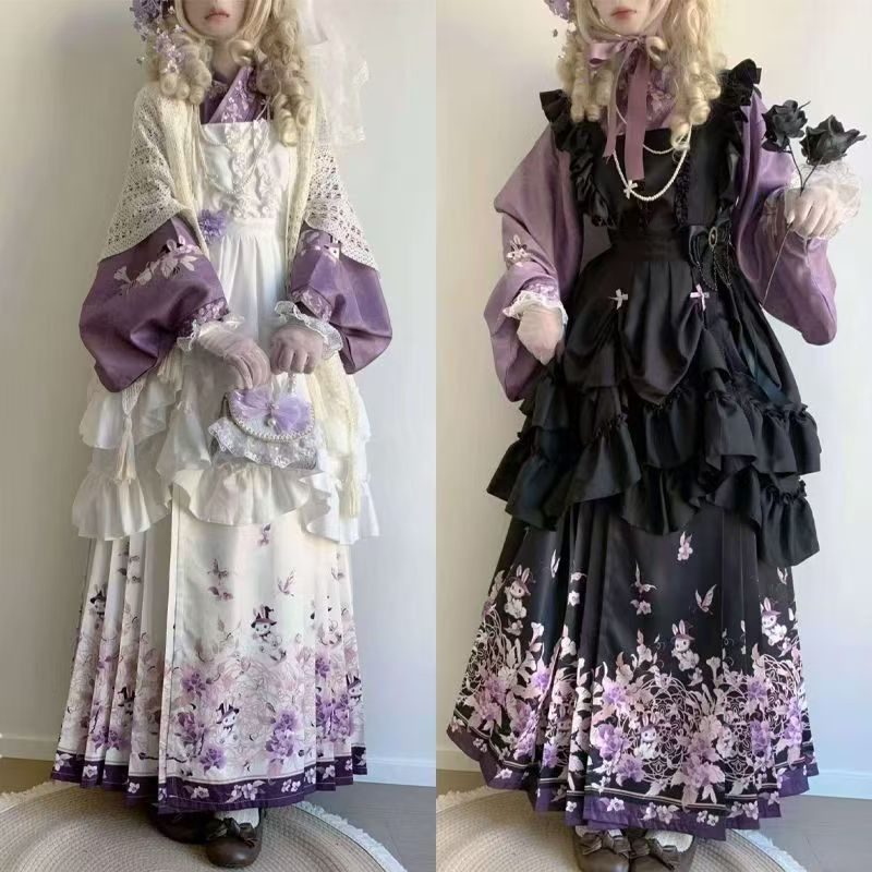 大码汉服胖mm200斤明制汉洋折衷交领琵琶袖马面罩裙洛丽塔春秋