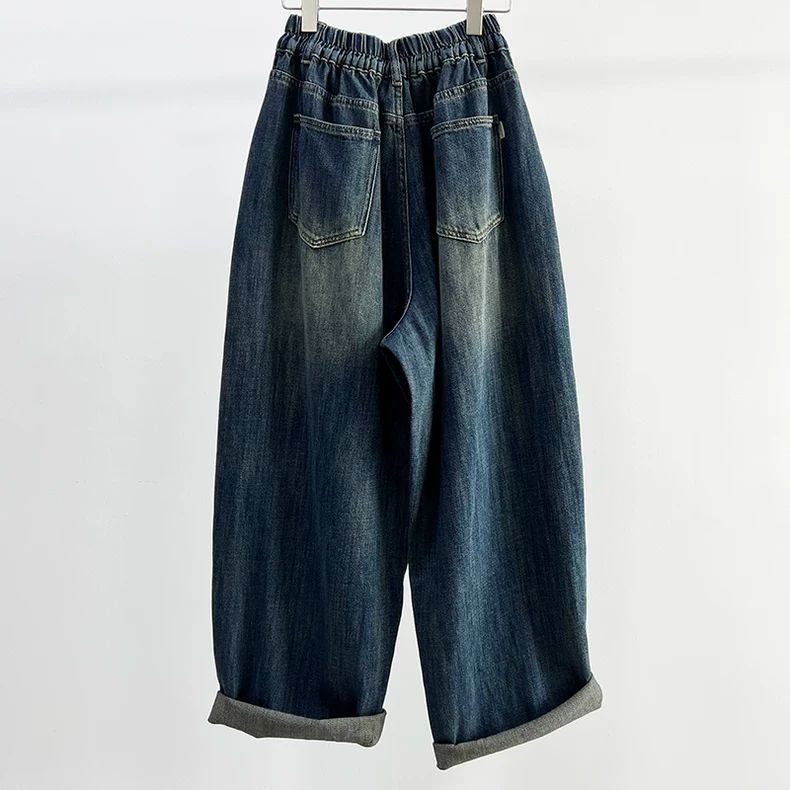 大码300斤美式复古水洗做旧牛仔裤女春秋新款宽松显瘦百搭阔腿裤,女装/女士精品,牛仔裤,淘宝优惠券,粉丝福利购,淘宝优惠卷