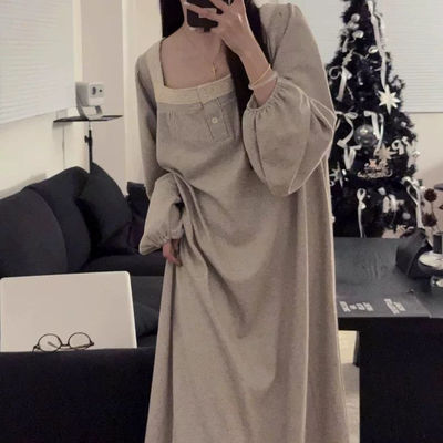 长袖甜美宽松高级花边公主睡衣裙