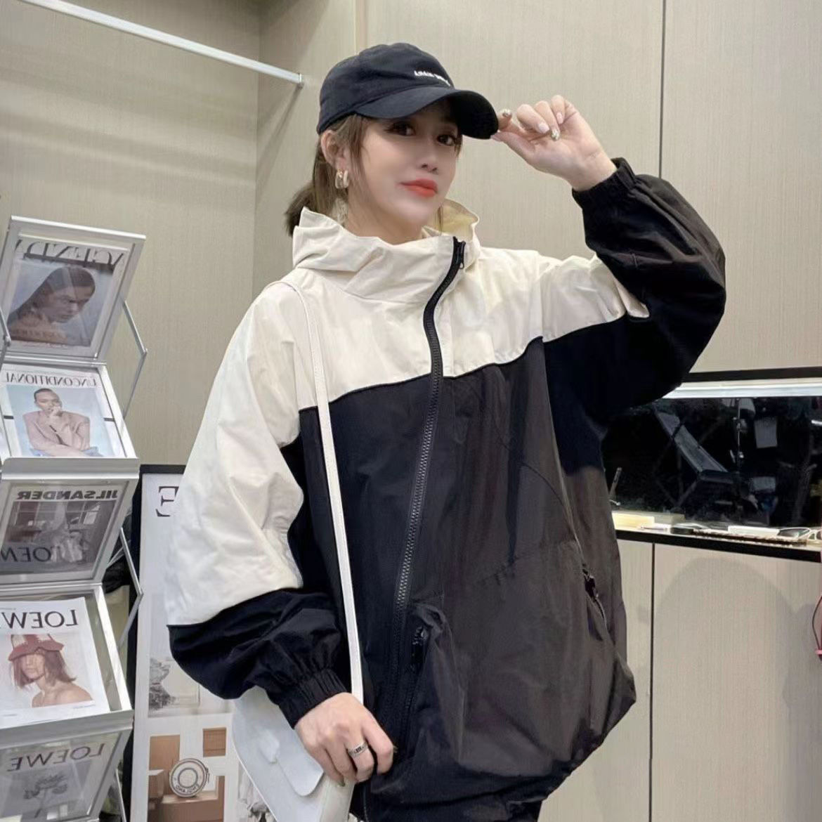 防晒衣女夏季百搭大码斜拉链外套