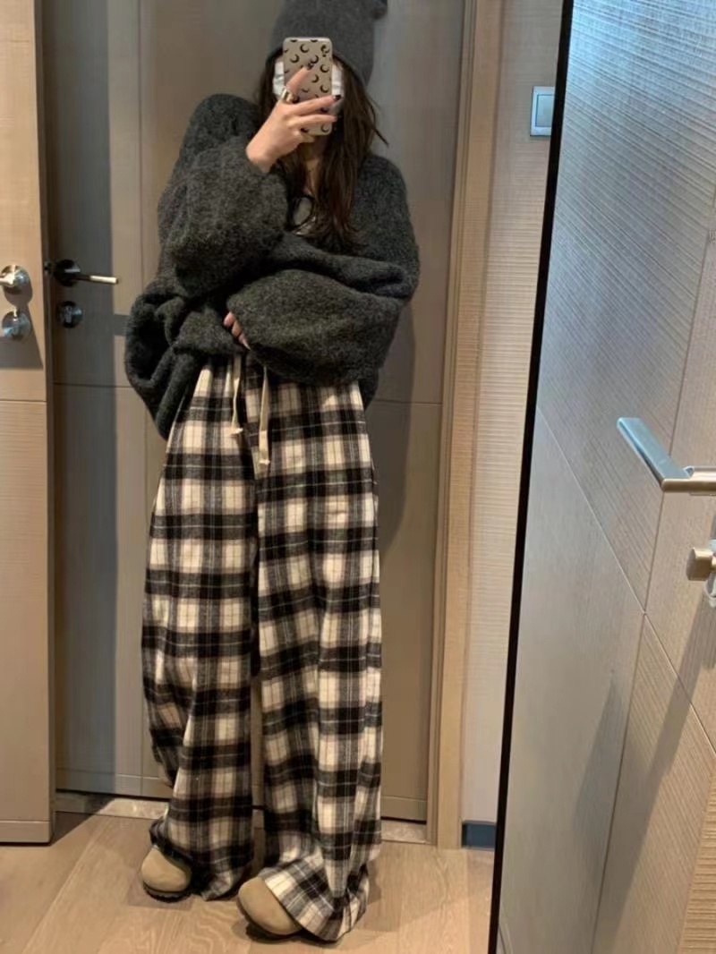 秋季宽松大码阔腿裤睡裤显瘦