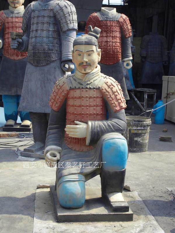 兵马俑125cm粉彩仿旧跪射俑多种颜色家居酒店园林摆设商务送礼