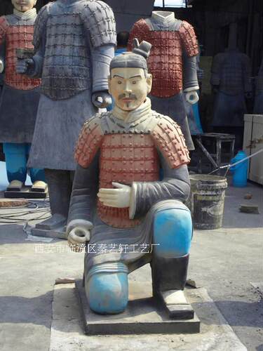 兵马俑125cm粉彩仿旧跪射俑多种颜色家居酒店园林摆设商务送礼