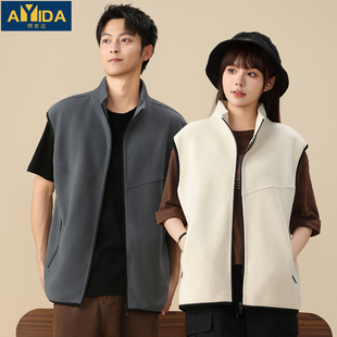 秋冬摇粒绒马甲工作服定制logo餐饮超市服务员团体加绒背心坎肩女