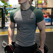 T恤体能高弹力紧身衣运动健身衣男士 2025夏季 速干长短袖 上衣字母