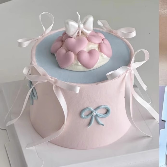 生日氛围感装饰仿真蛋糕 法式复古设计手工 DIY 制品白色奶油摆件