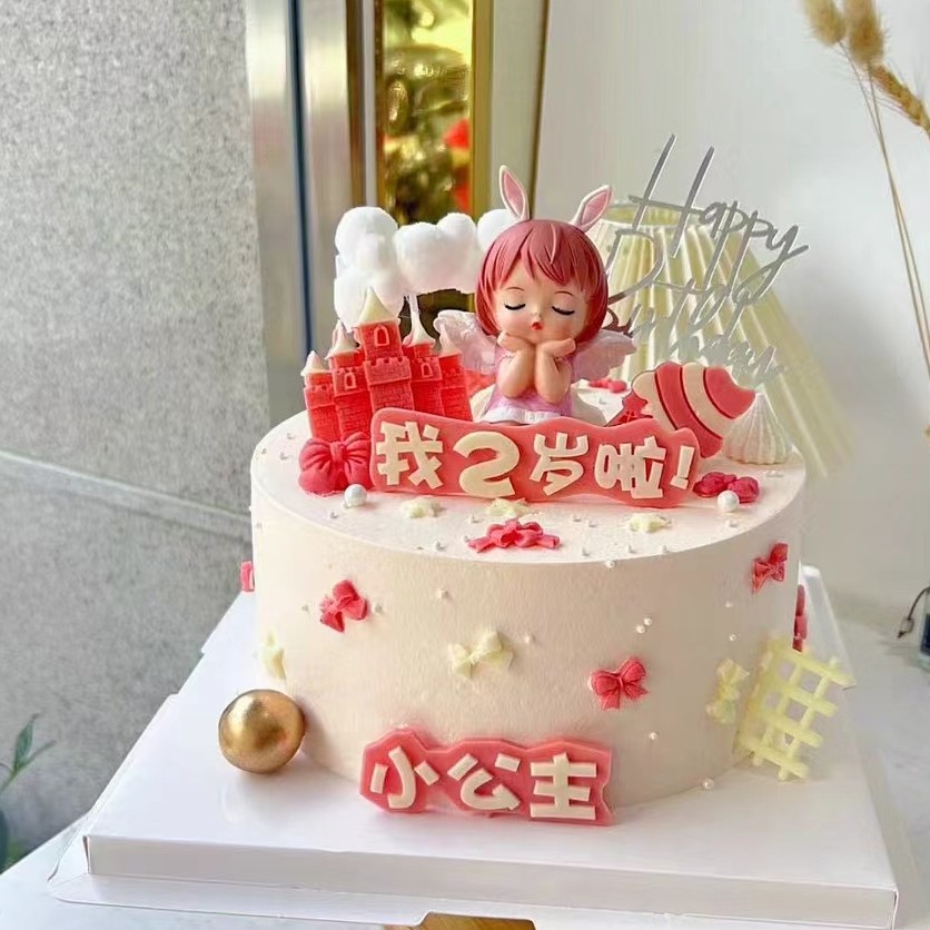 DIY 仿真蛋糕法式复古样式 细腻 白色奶油质感搭配生日氛围感摆件