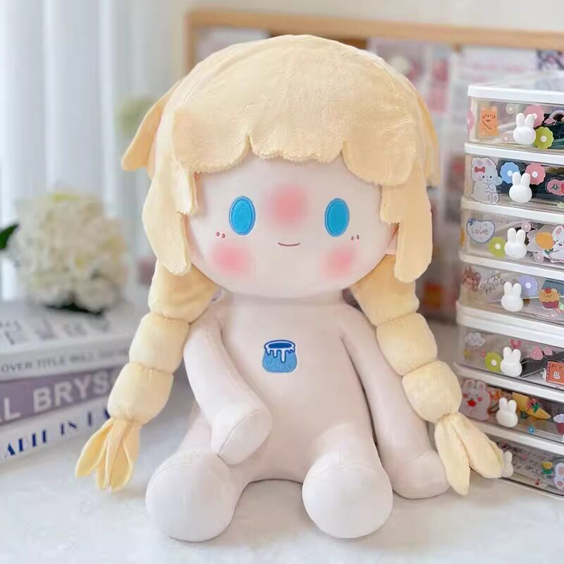 40cm棉花娃娃超大号坐姿无属性奶豆大辨子SP毛绒娃换装娃衣礼物