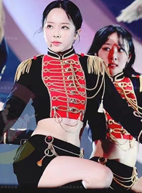 女团风套装打歌服演出服爵士制服舞蹈燕尾服摇滚酒吧开场舞大摆裙