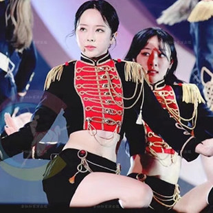 女团风套装打歌服演出服爵士制服舞蹈燕尾服摇滚酒吧开场舞大摆裙