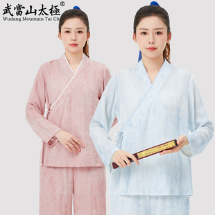 武当山太极服交领汉服禅意服斜襟中式中国风练功服打底外穿道系风