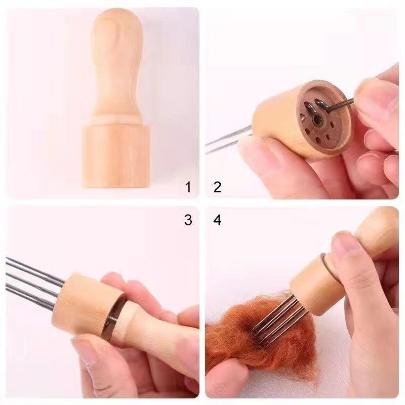 羊毛毡8针戳针组工具手工木柄多针组木柄戳针多头8头戳戳乐八针