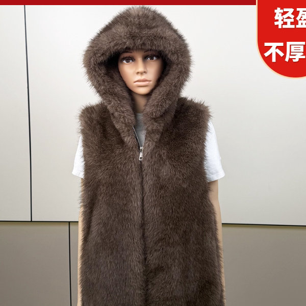 轩门裘府连帽毛皮马甲男秋冬保暖